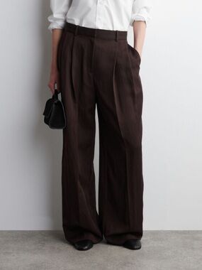 COS Wide-Leg Trousers in Dark Brown